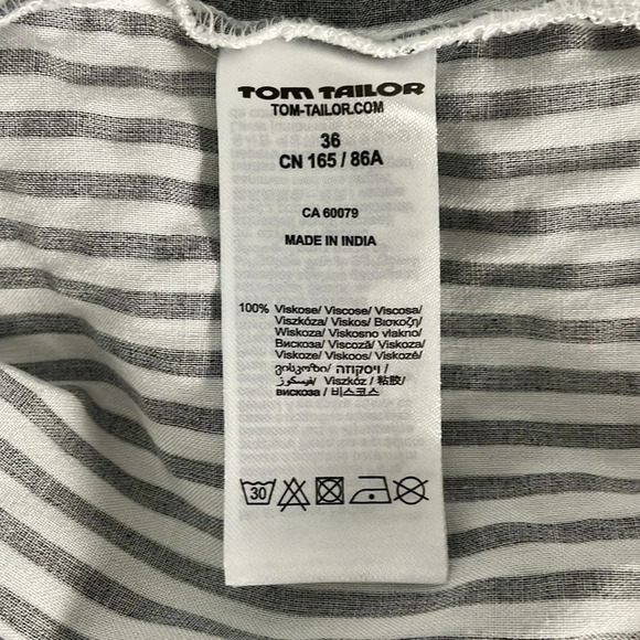 Tom Tailor Blouse Top Size 4 36 Small Stripes Black White Animal Print Heart - Picture 9 of 12